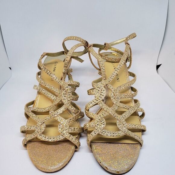 Gianni Bini Sparkly Gold Formal Heels (10) - Picture 2 of 6